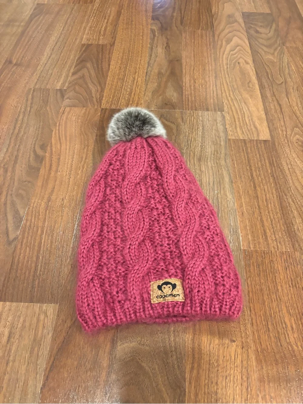 Appaman Girls 3 Piece Winter Set Pink Tendril Hat Pom Pom Gloves Earmuffs Fur